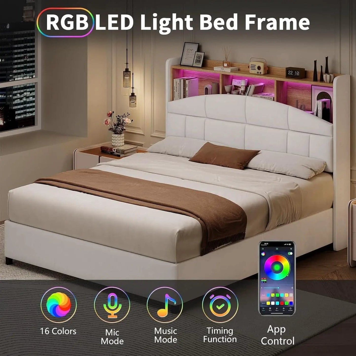 Queen Size Velvet Upholstered Bed Frame With Storage from PriceLows™