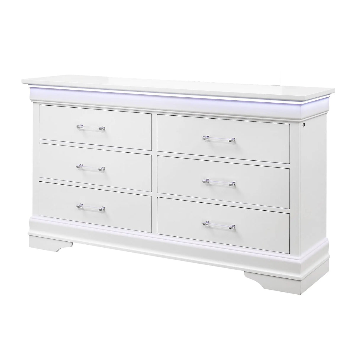 Charlston Dresser | LED Lighting | Six Spacious Drawers | Transitional Style
