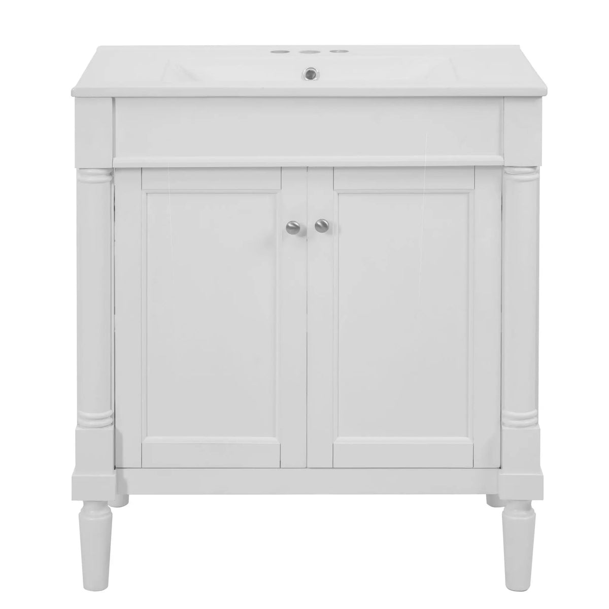 30 Inch Bathroom Vanity With Sink | Soft Close Doors | Carved French Detailing | Adjustable Shelf