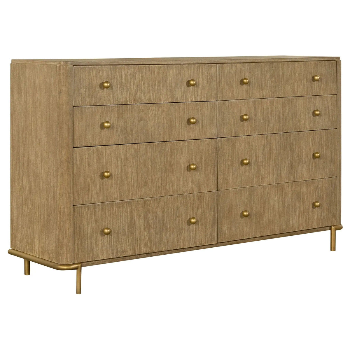 Arini 8-drawer Dresser Sand Wash | 63 x 18 x 37.25 in | Metal & Veneer | Bedroom