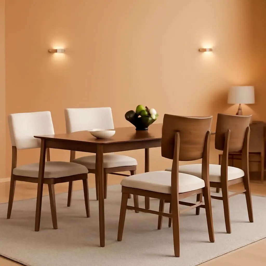 Brown Beige Space Saving Solid Wood Dining Set Chairs from PriceLows™