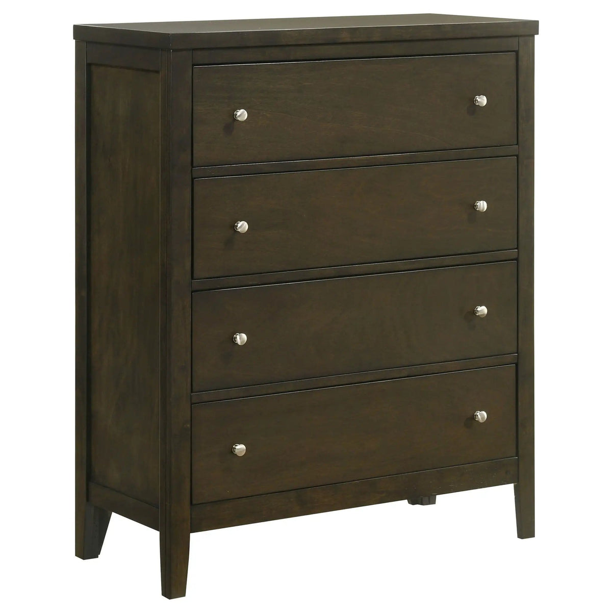 Wilkes 4-drawer Chest of Drawers Dark Cocoa | 35 x 15.25 x 43.5 in | Rubberwood & Engineered Wood | Bedroom