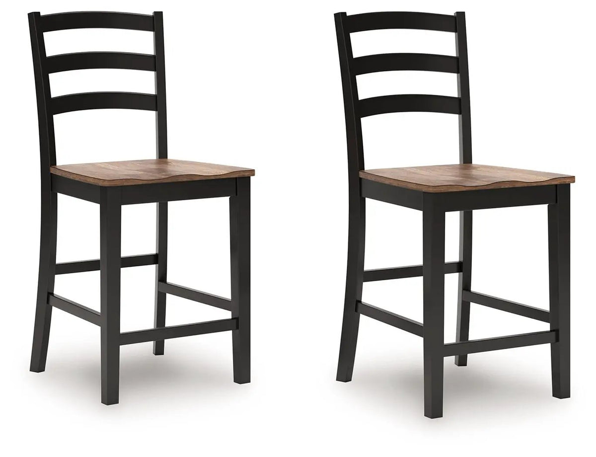 Wildenauer Barstool | Set Of 2 | Brown And Black | 24 Inch Seat Height
