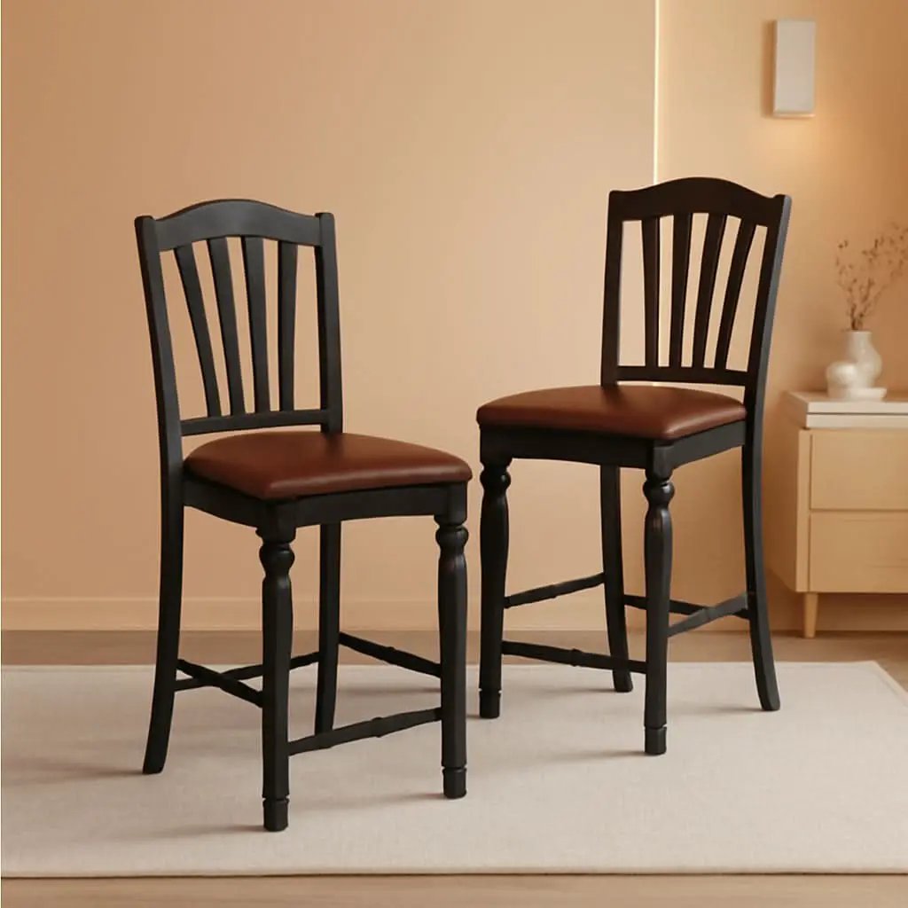 Chelsea Counter Dining Chairs Set Of 2 Black Faux Leather from PriceLows™