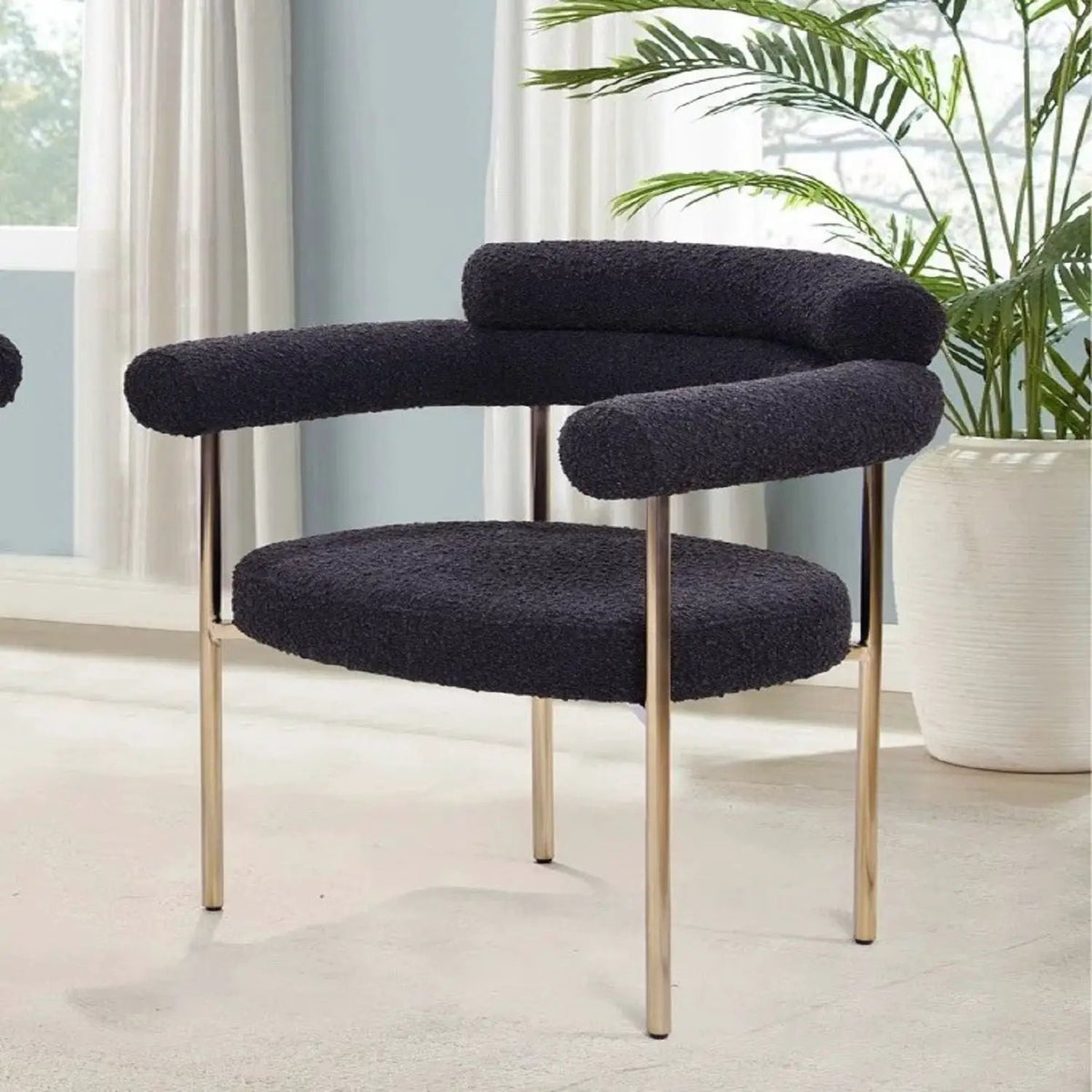 Upholstered Dining Chairs | Metal Legs | Padded Seats | Set Of Two