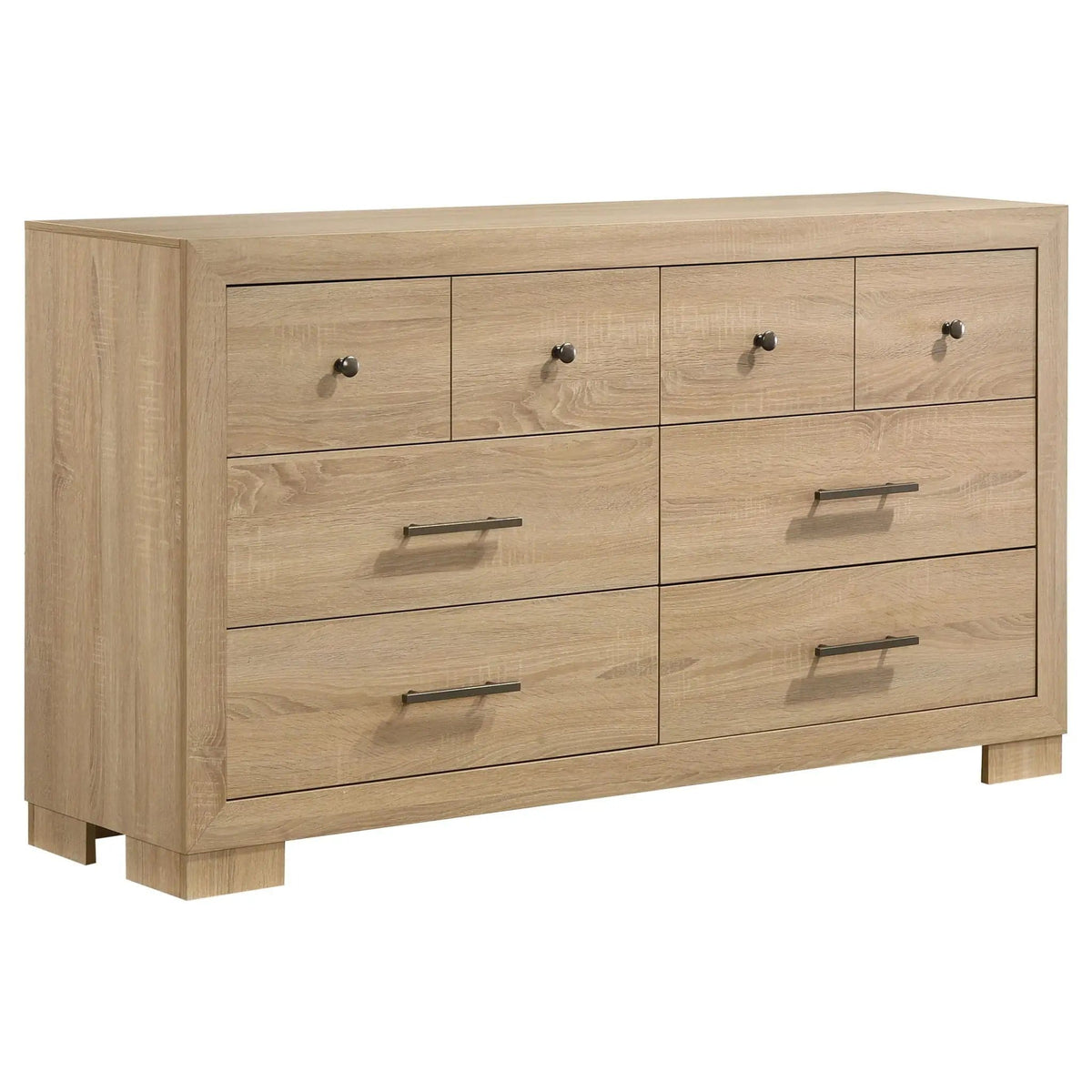 Arielle 6-drawer Bedroom Dresser Cabinet | 61 x 17.25 x 33.75 in | Engineered Wood & Metal | Light Oak