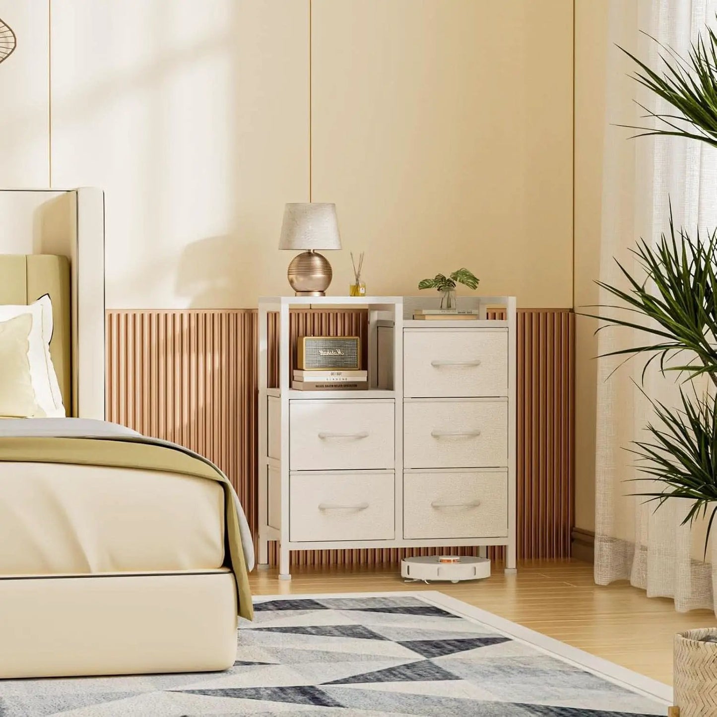 White 5 Drawer Dresser With Metal Frame Bedroom Storage from PriceLows™
