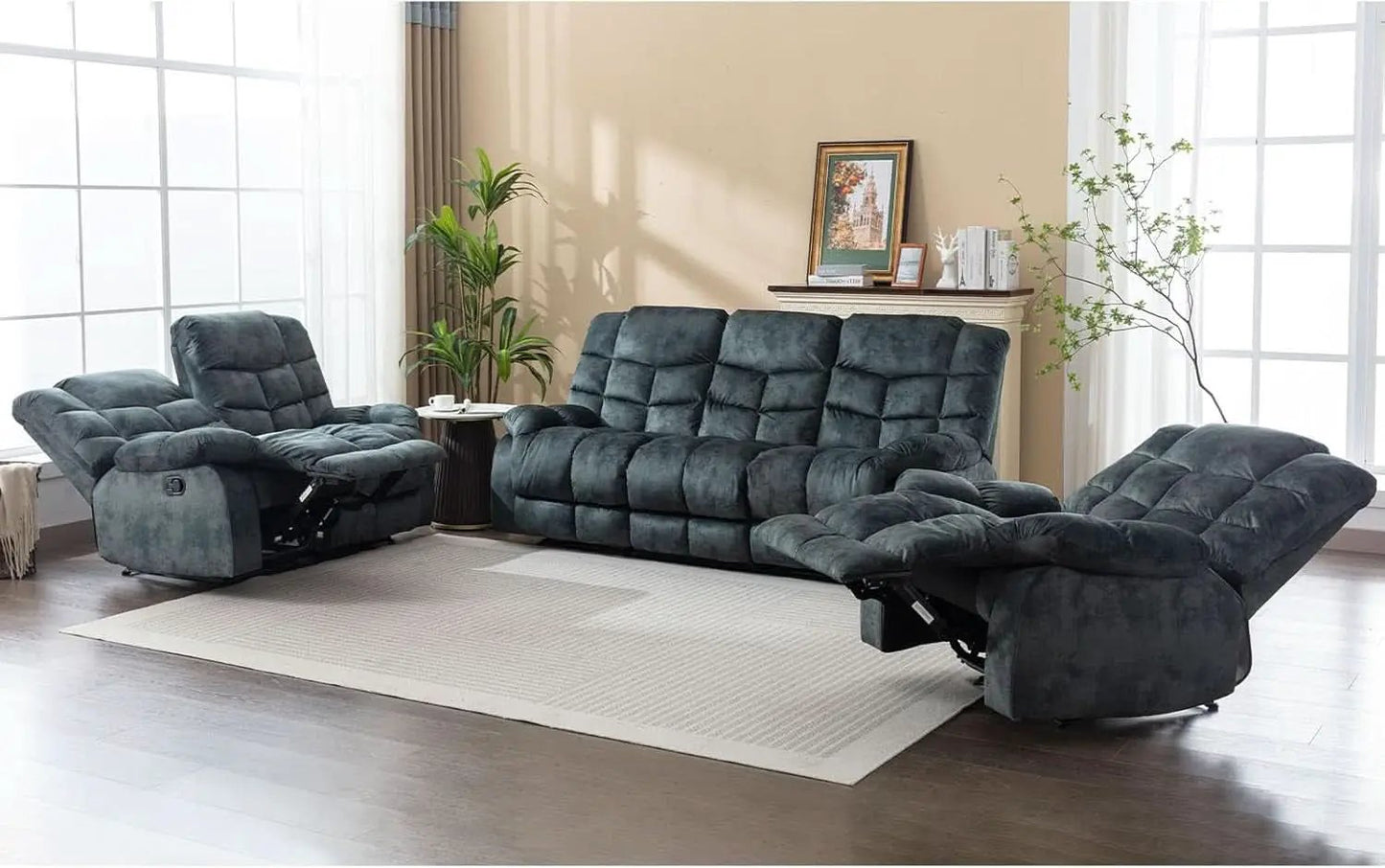 Grey Manual Reclining Living Room Set With One Seat Recliner And 3 Seat Sofa from PriceLows™