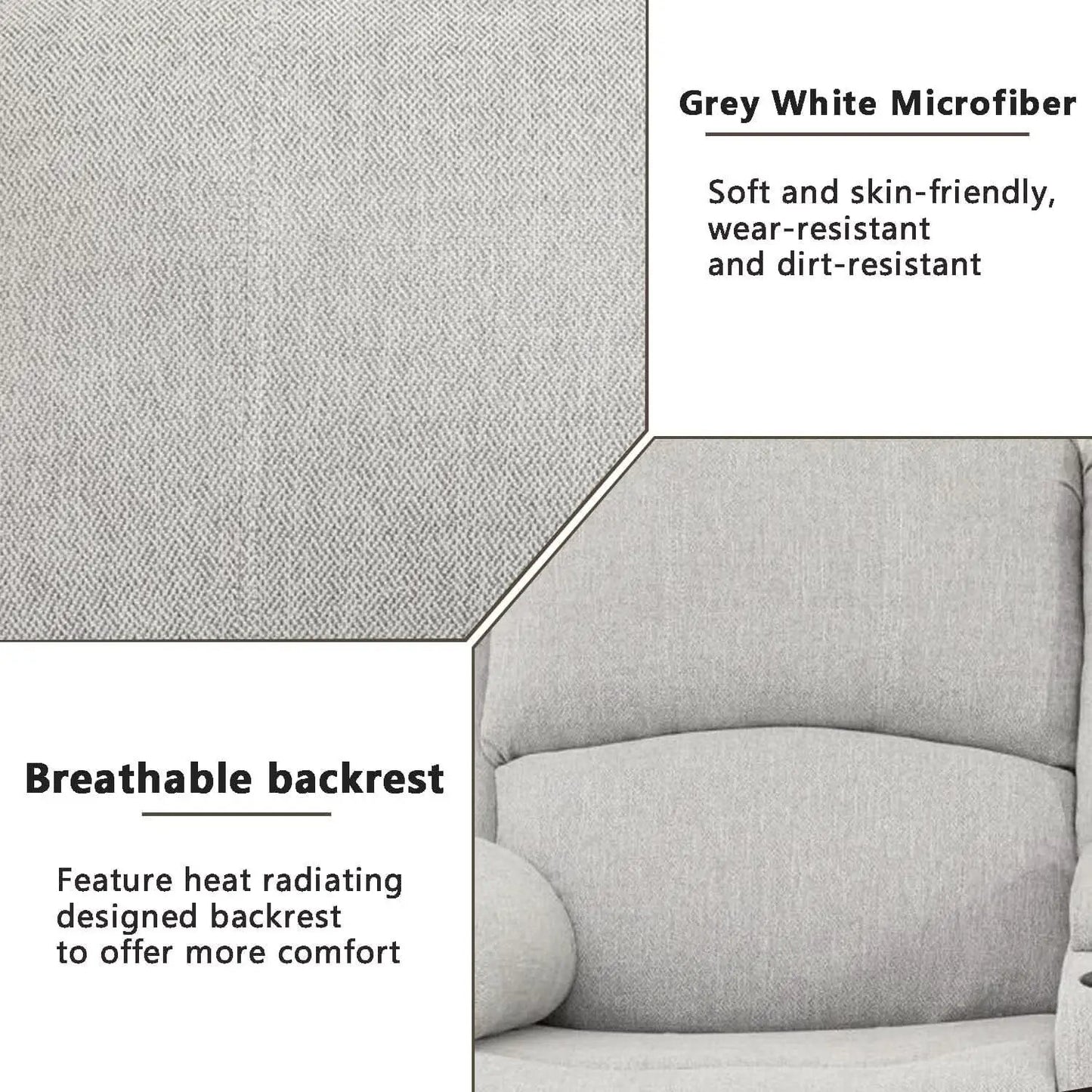 Grey White Microfiber Leather Recliner Sofa Set Living Room from PriceLows™
