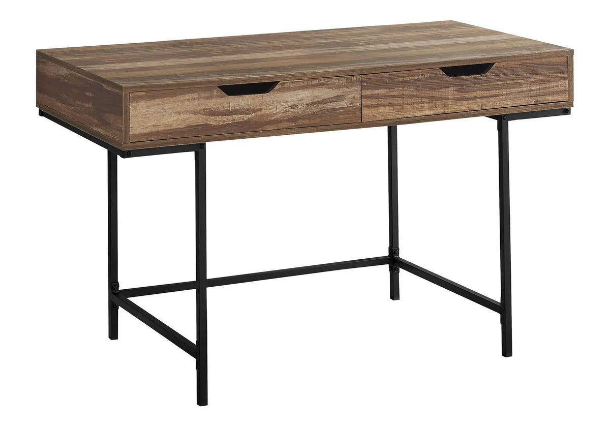 Stone-Look Computer Desk | Two Storage Drawers | Metal Base | 47.25 Inch Length
