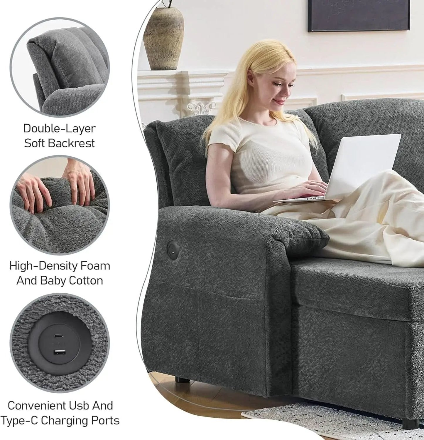 Convertible Sofa Bed With CloudLike Storage Chaise from PriceLows™