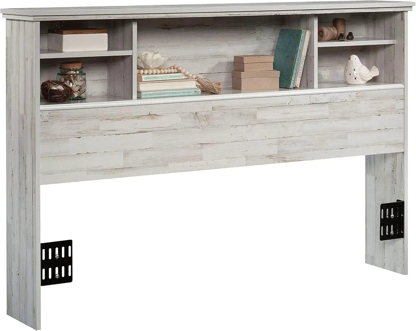 Versatile White Plank Headboard with Adjustable Storage Shelves from PriceLows™