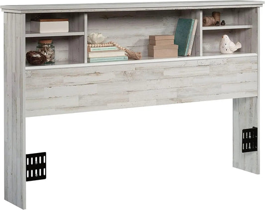 Versatile White Plank Headboard with Adjustable Storage Shelves from PriceLows™