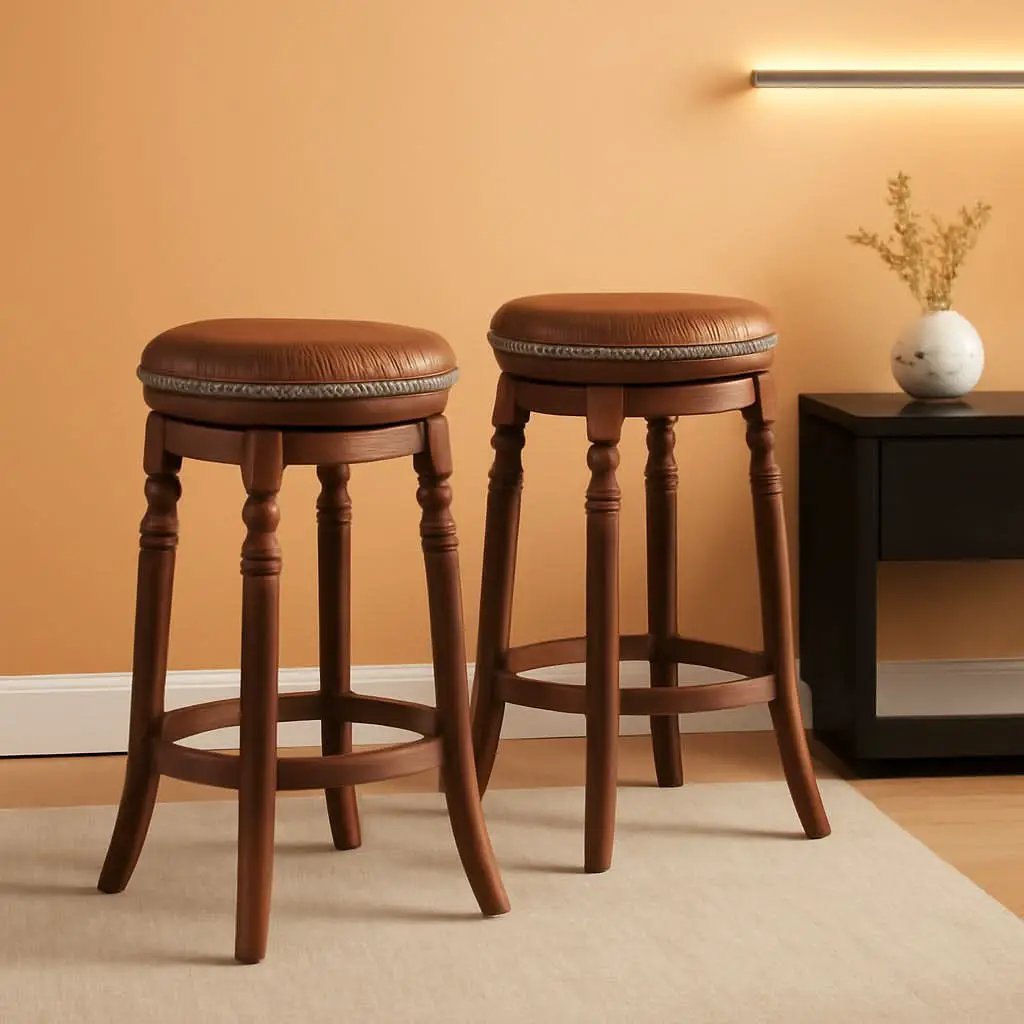 24 Inch Swivel Bar Stool Set Of 2 With Upholstered Seat And Rubber Wood Frame For Kitchen Island from PriceLows™