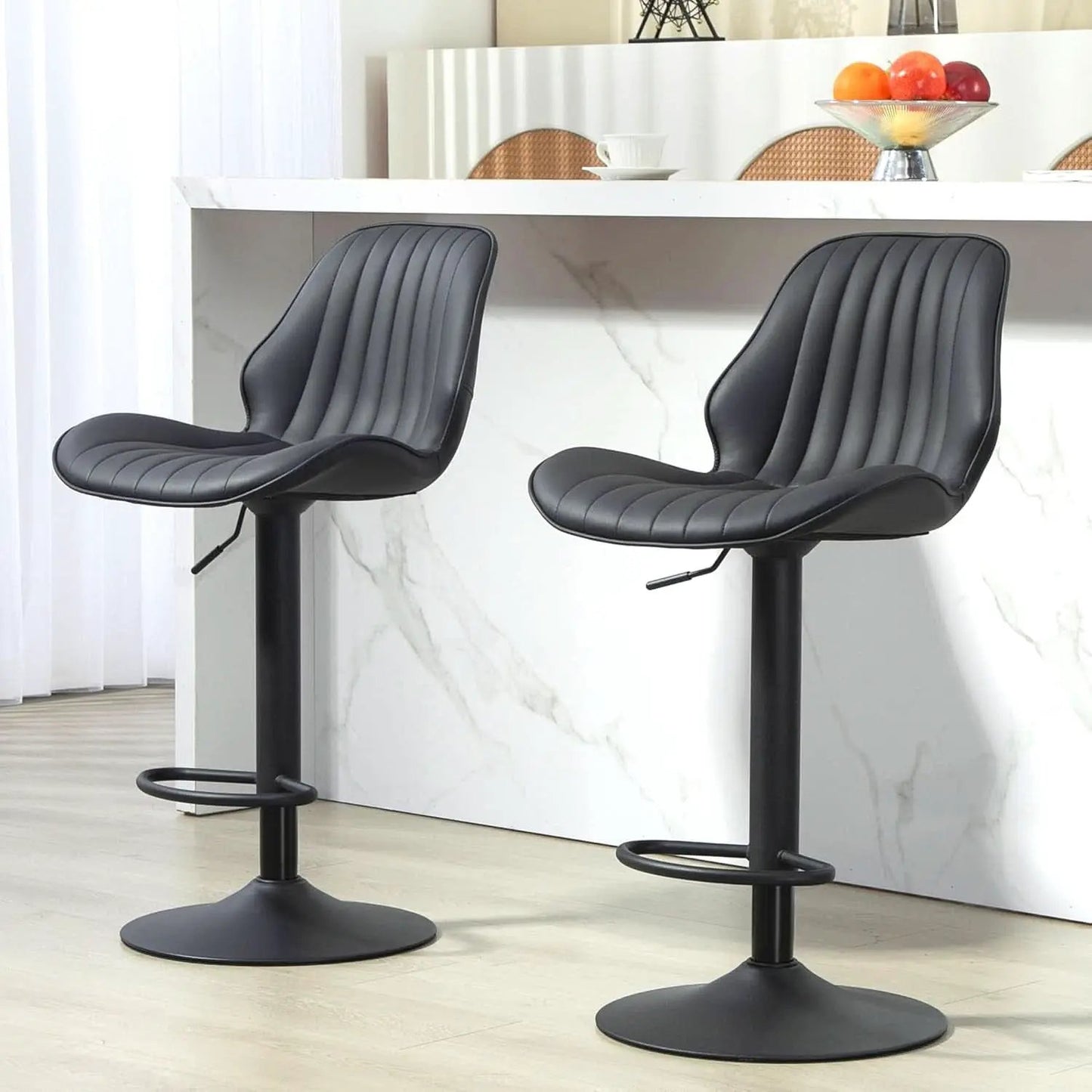 Modern 360 Degree Swivel Faux Leather Bar Stools from PriceLows™