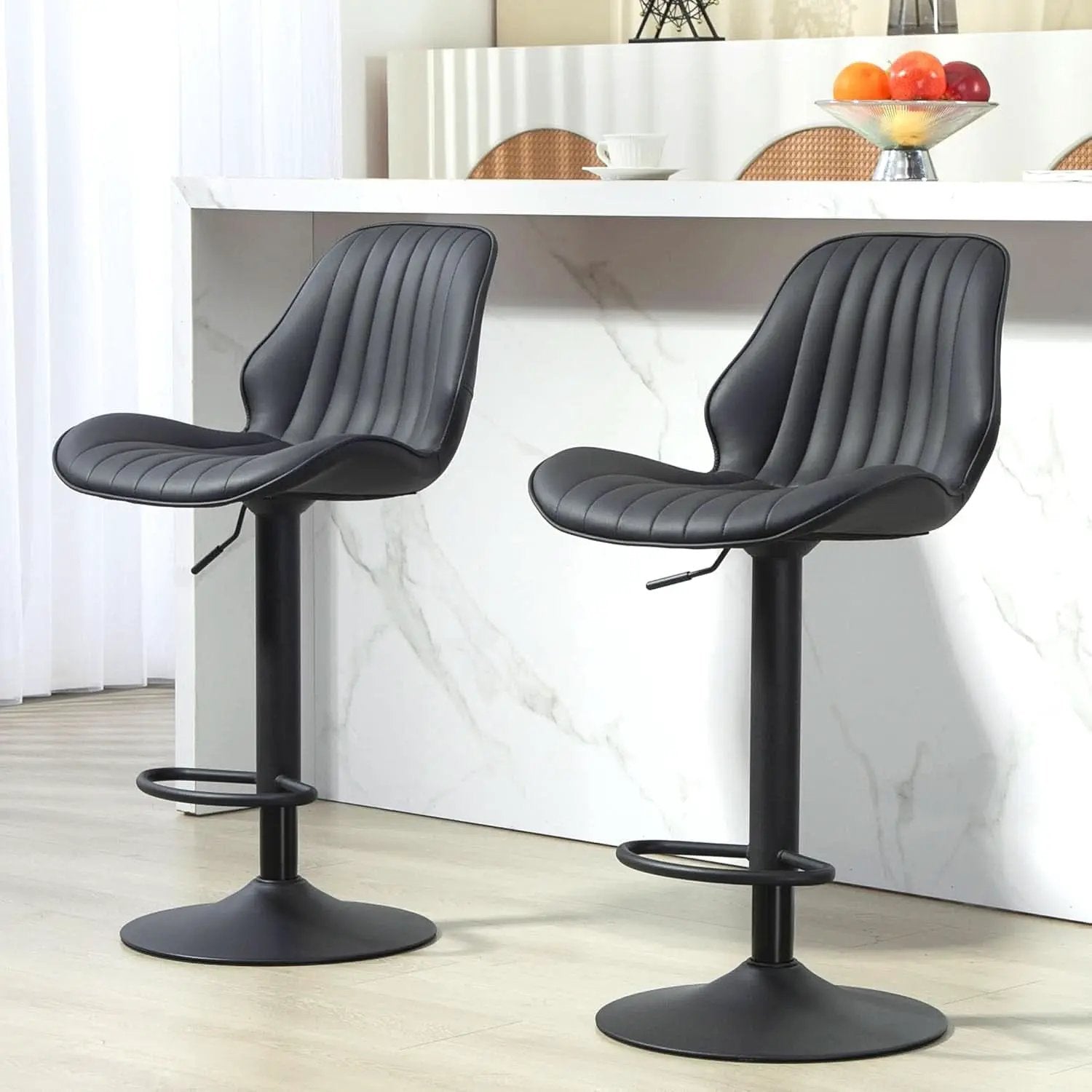 Modern 360 Degree Swivel Faux Leather Bar Stools from PriceLows™