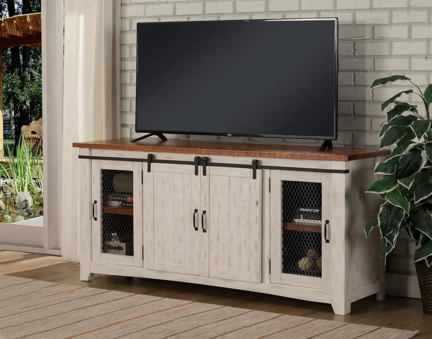 65 Inch Solid Wood TV Stand With Ample Storage Cabinet from PriceLows™