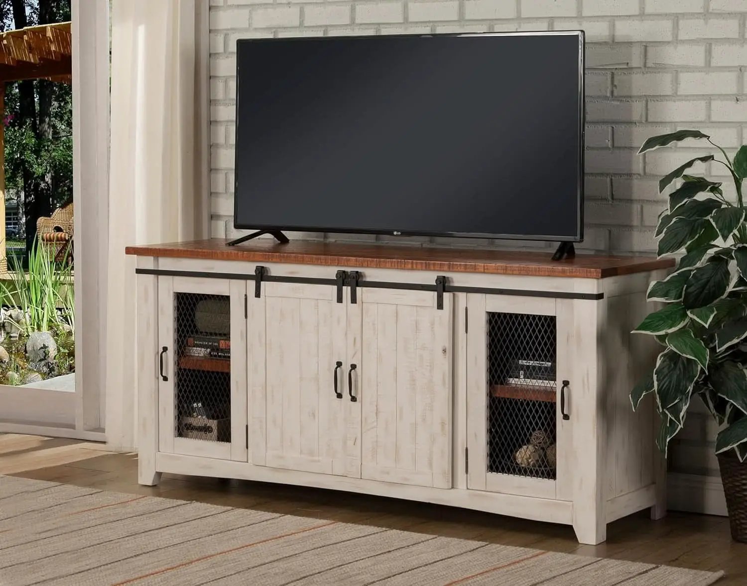 65 Inch Solid Wood TV Stand With Ample Storage Cabinet from PriceLows™