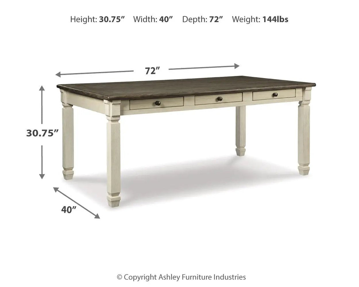 Bolanburg Rectangular Dining Table | Beige | 71.88 Inch Width | Lined Drawers