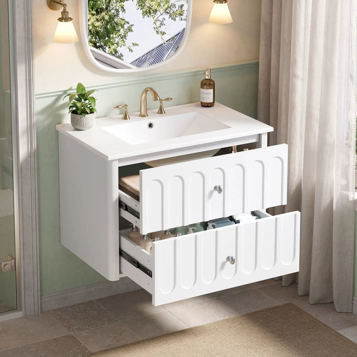 Floating Bathroom Vanity | Soft Close Drawers | Round Edge Basin