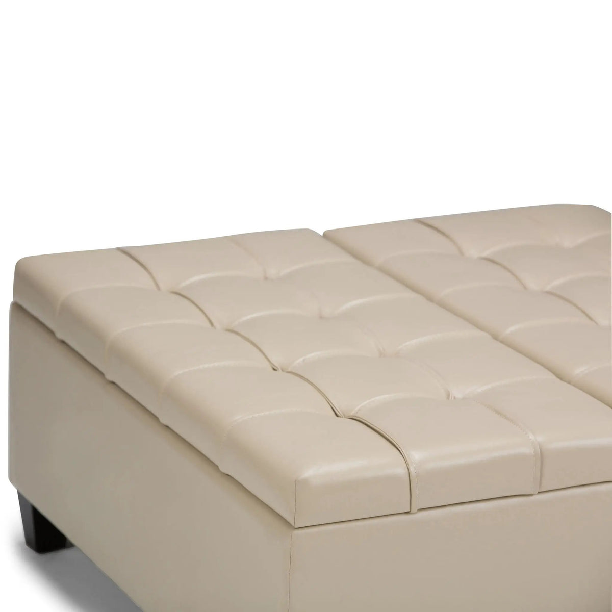 Coffee Table Storage Ottoman | Lift Top Hinge | Solid Wood Base | Large Square
