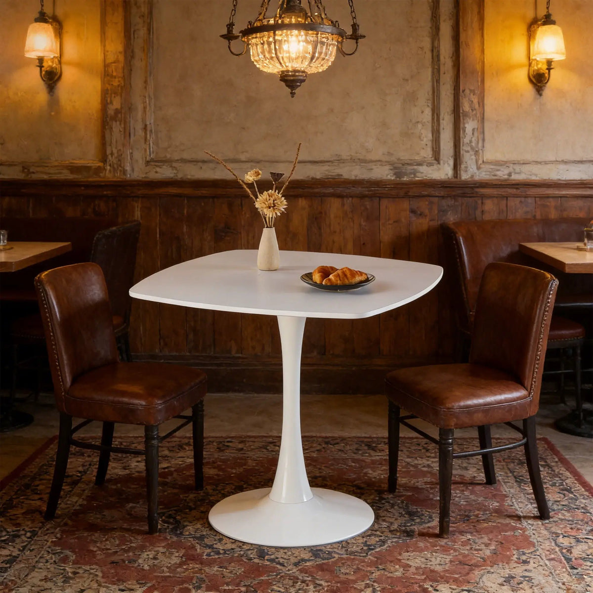 Modern Dining Table | 42 Inch Square | Pedestal Base | Contemporary Design