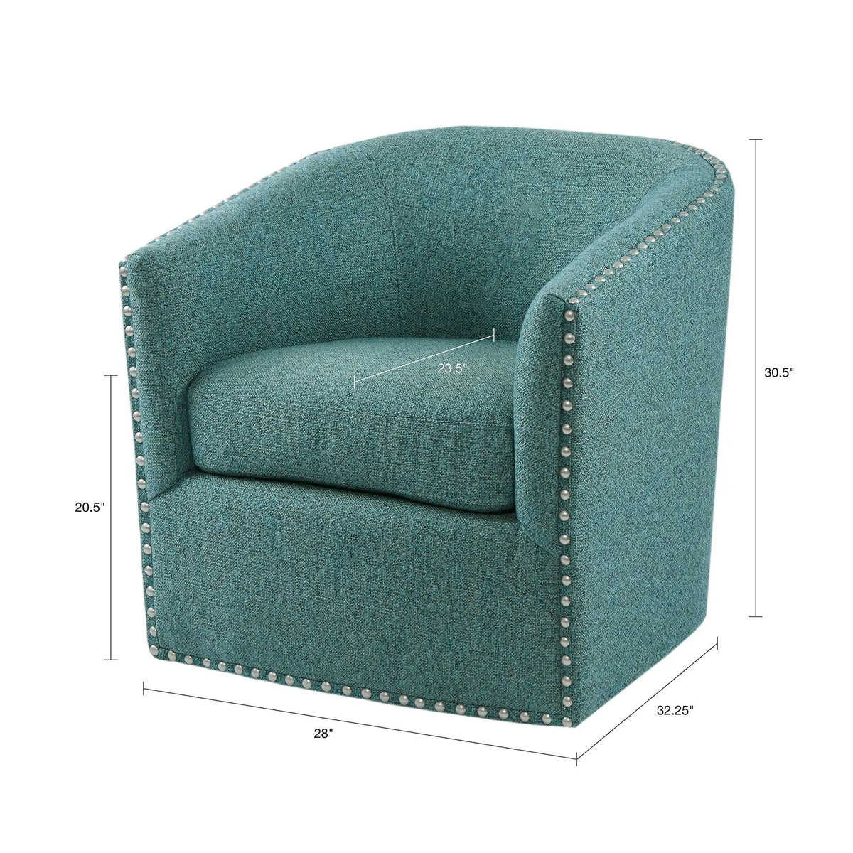Swivel Chair With 360 Degree Rotation | Silver Nailhead Accents | Metal Base | High-Density Foam Cushion