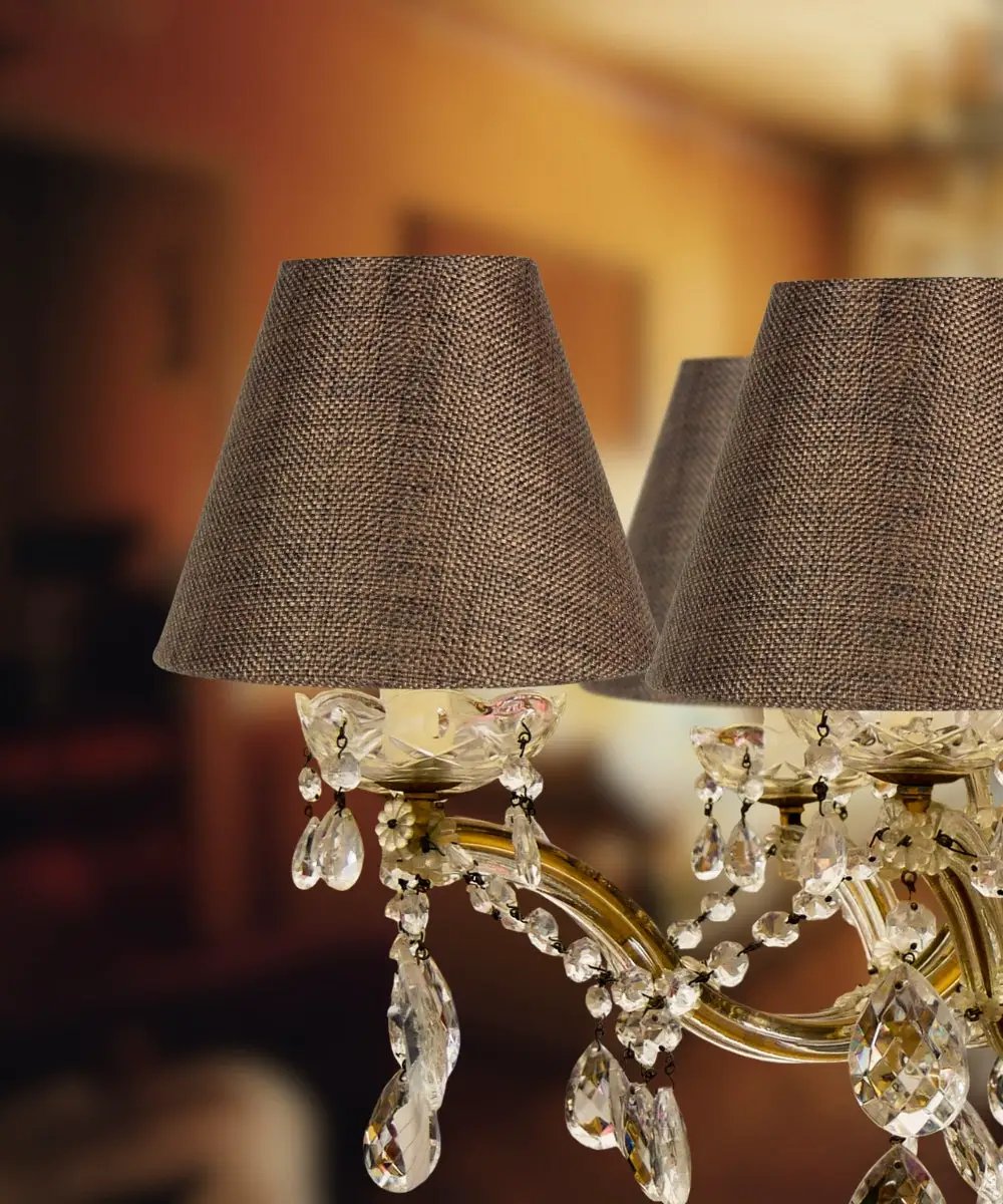 Chandelier Lampshade | 6 X 5 Inch | Chocolate Burlap | Set Of 6