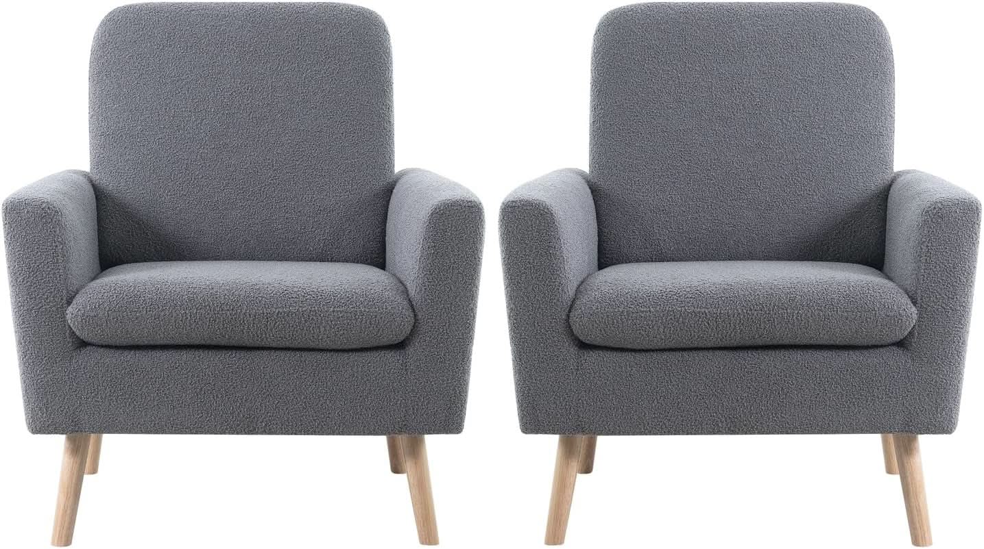 Gray Mid Century Modern Plush Upholstered Armchair from PriceLows™
