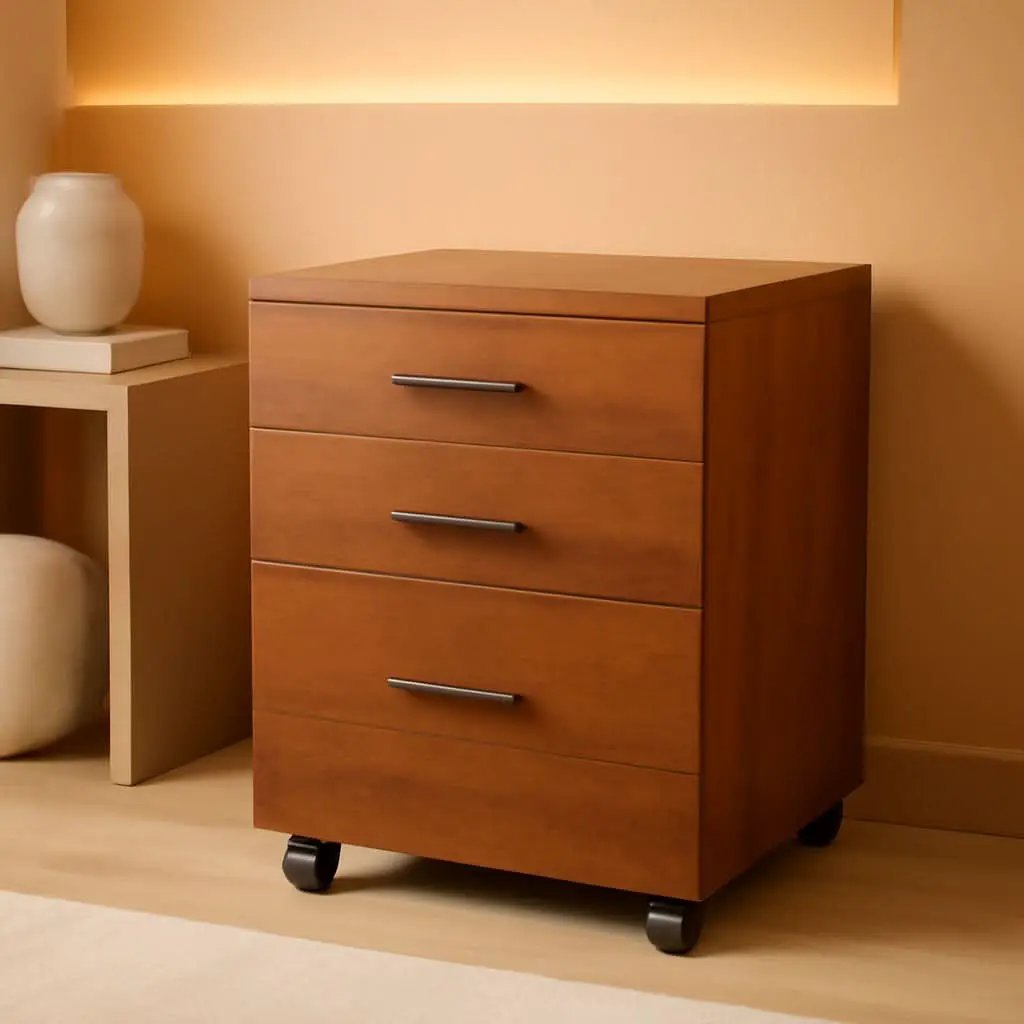 Walnut 3 Drawer File Cabinet For Home Office Under Desk With Rolling Wheels Printer Stand from PriceLows™