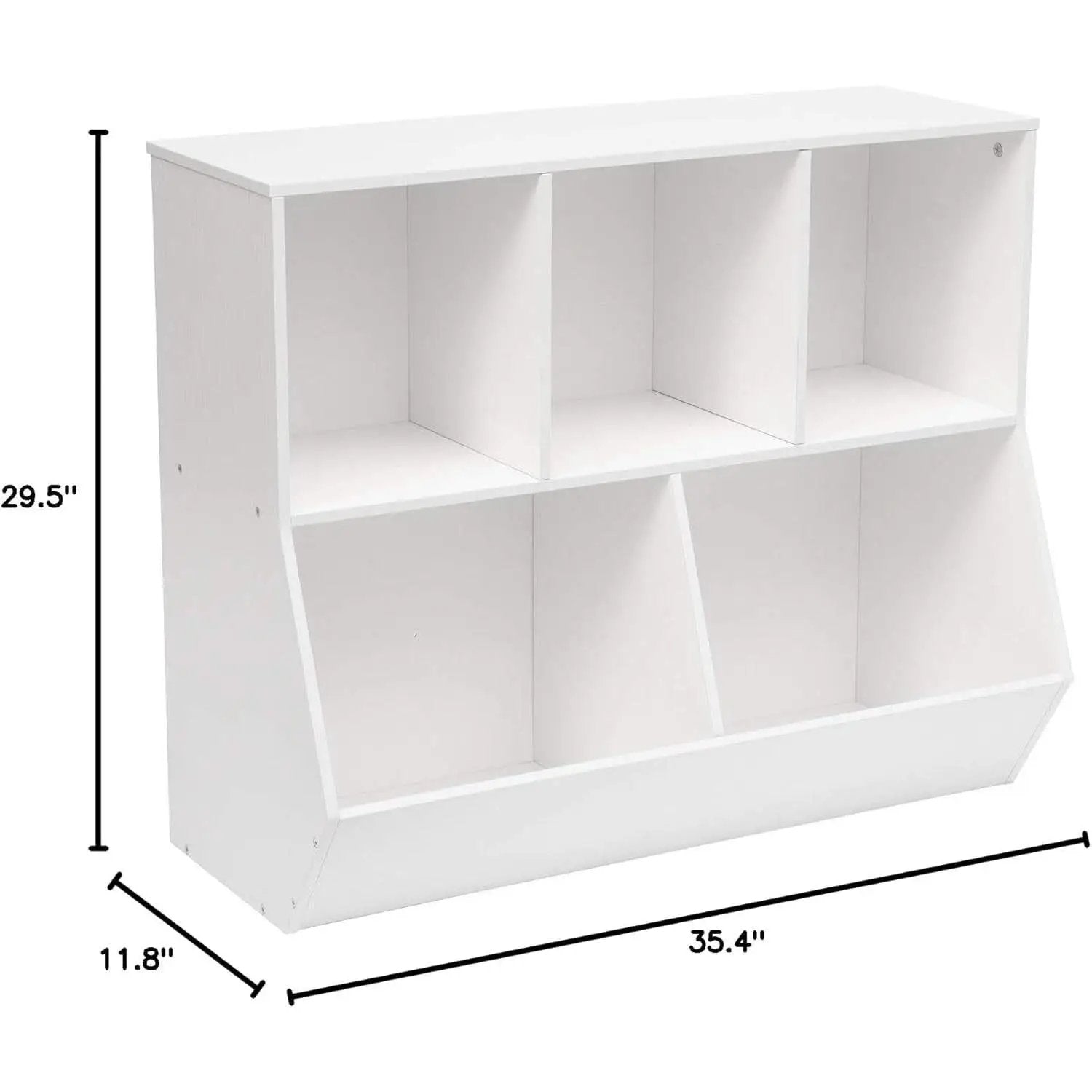 White 35.4 Inch Kids Bookshelf With Open Compartments from PriceLows™