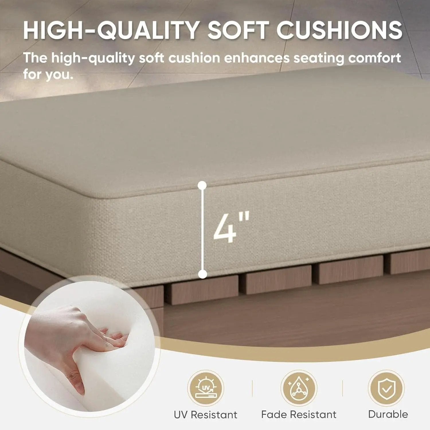 Natural Cedar Outdoor Patio Ottomans Removable Cushions from PriceLows™