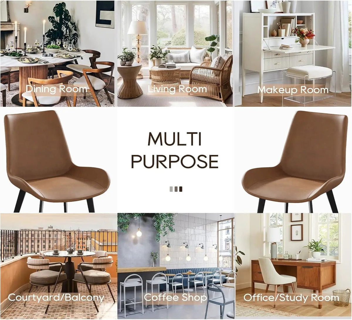 Modern Dining Chairs | Set Of 2 | Metal Legs | Ergonomic Design