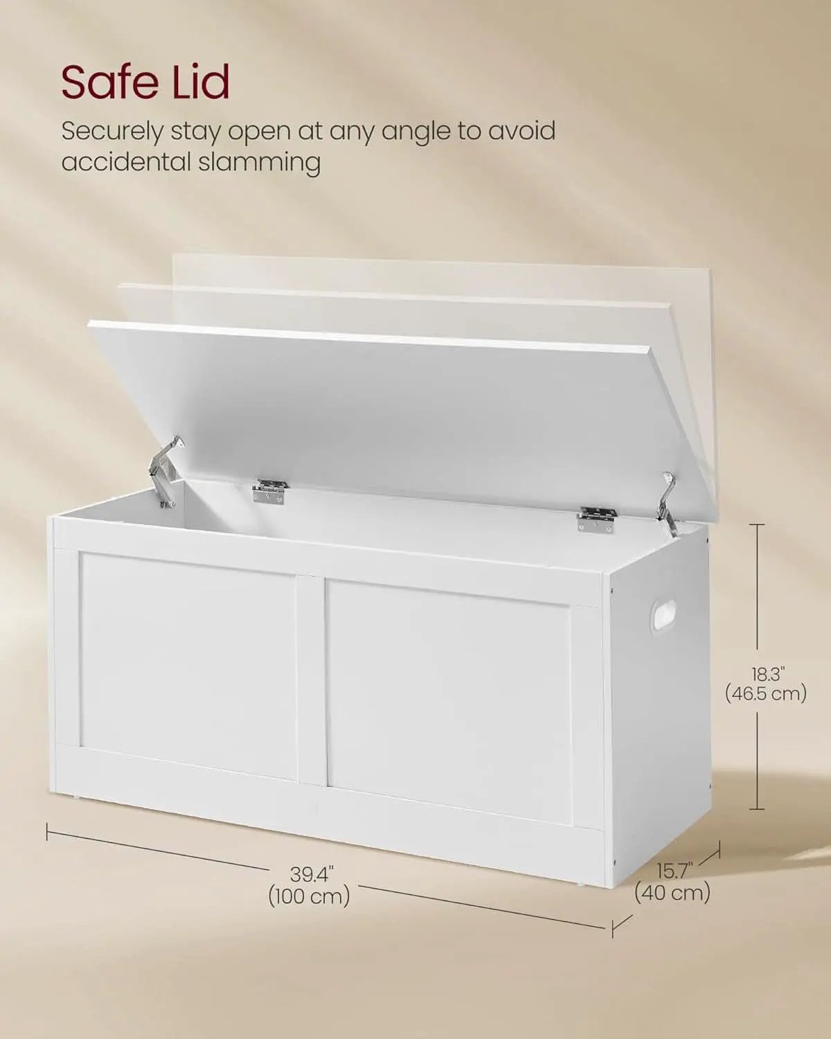 Cloud White Oversized Entryway Storage Bench Hinges from PriceLows™