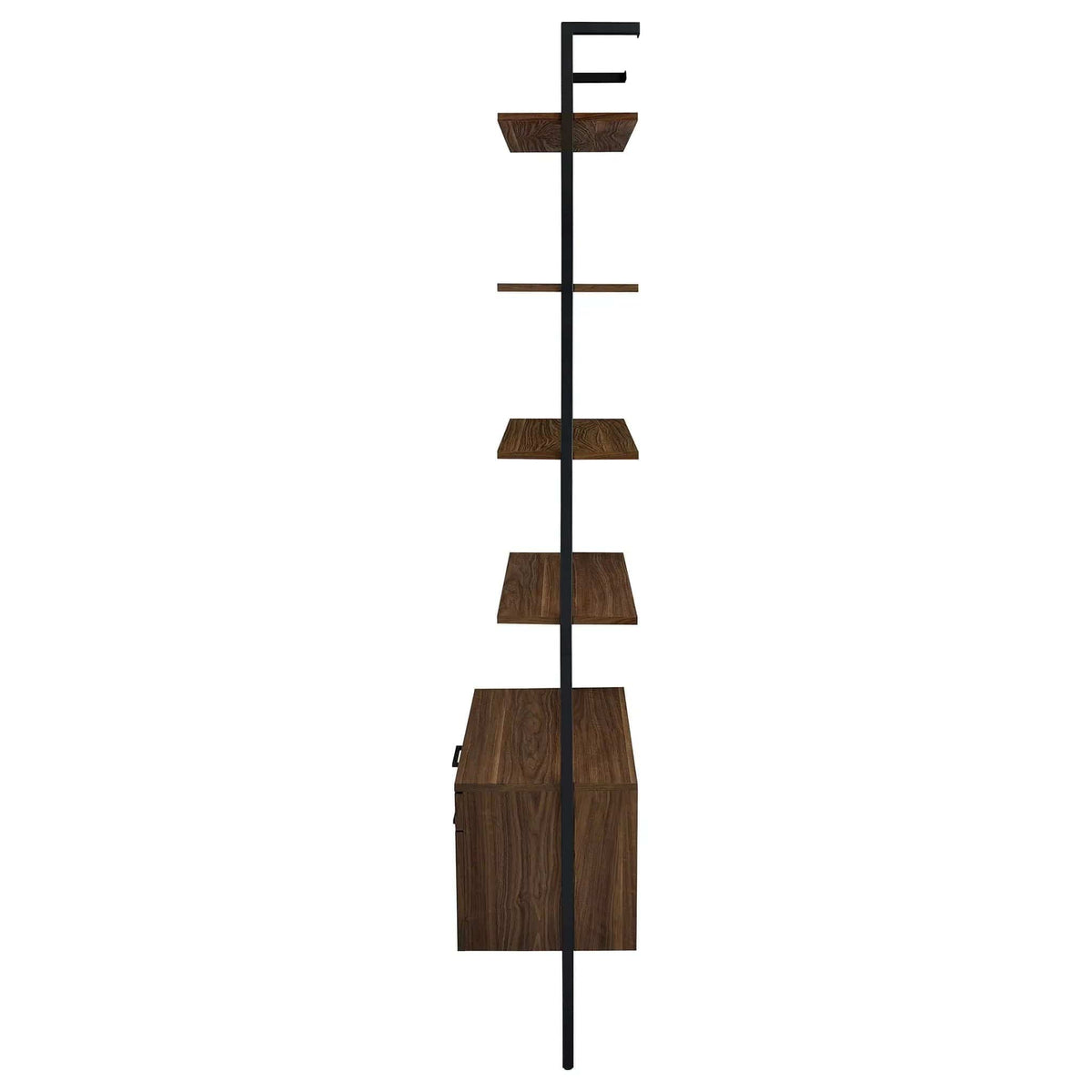 Owens 96-inch 4-shelf Storage Wall Bookshelf Standard Bookcase | 30.75 x 17 x 96 in | Walnut & Metal | Walnut