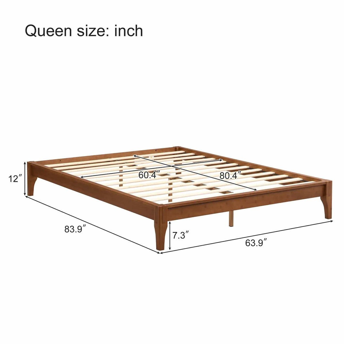 Solid Dry Bamboo Platform Bed Frame, With Slat Support | 6 Pieces | Bamboo | Bedroom