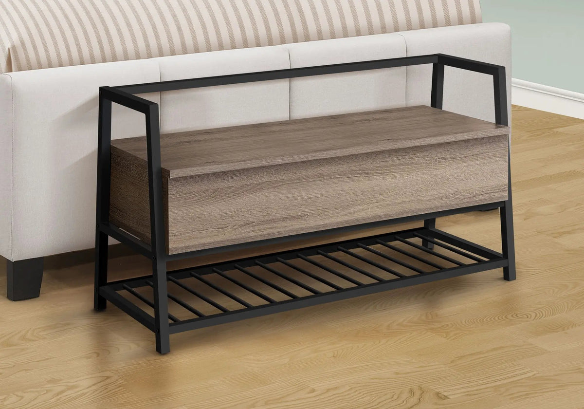 Flip-Top Storage Bench | Shoe Rack Combination | Contemporary Wood-Look Finish | 42 Inch Length