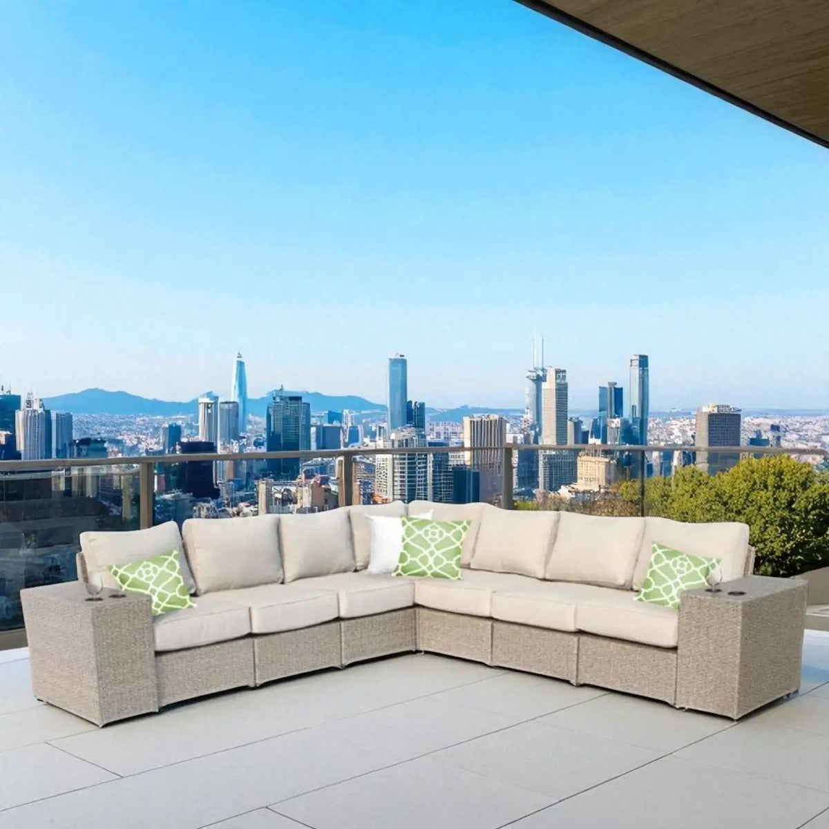 Rattan Sectional Sofa Set | Cushions Included | Durable Wicker Design | No Assembly Required