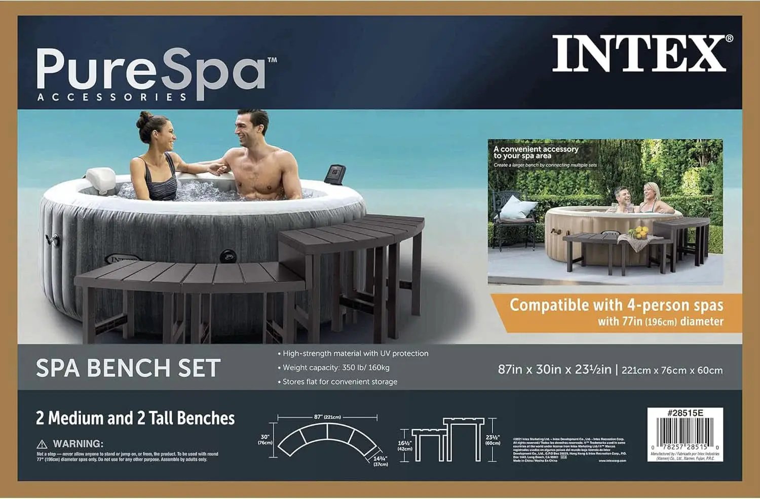 Two Medium Height PureSpa Benches For Four Person Spas Featuring Curved Seating Set from PriceLows™