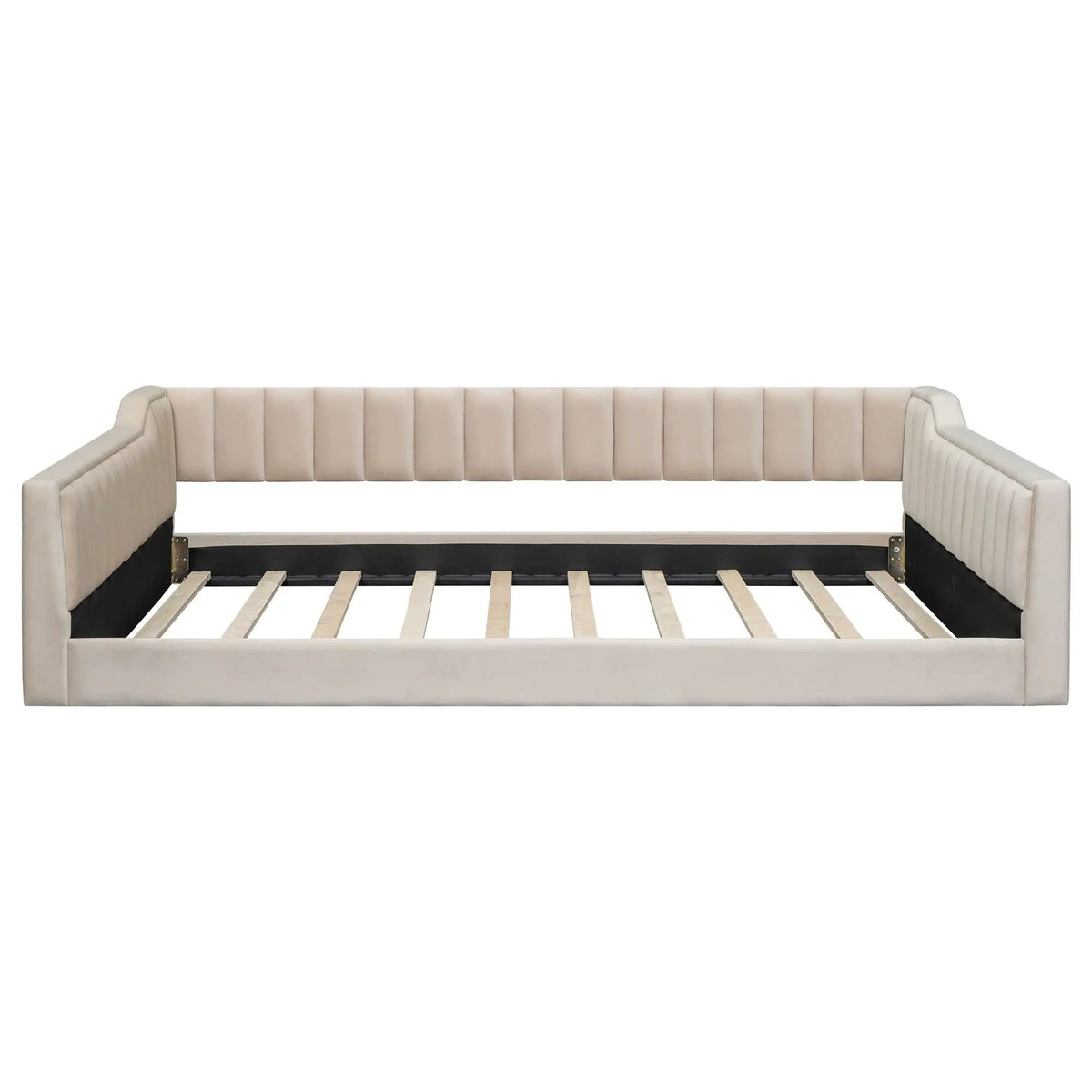 Compact Daybed | Side Storage Pocket | Vertical Stripe Upholstery | 87.8 Inch Length