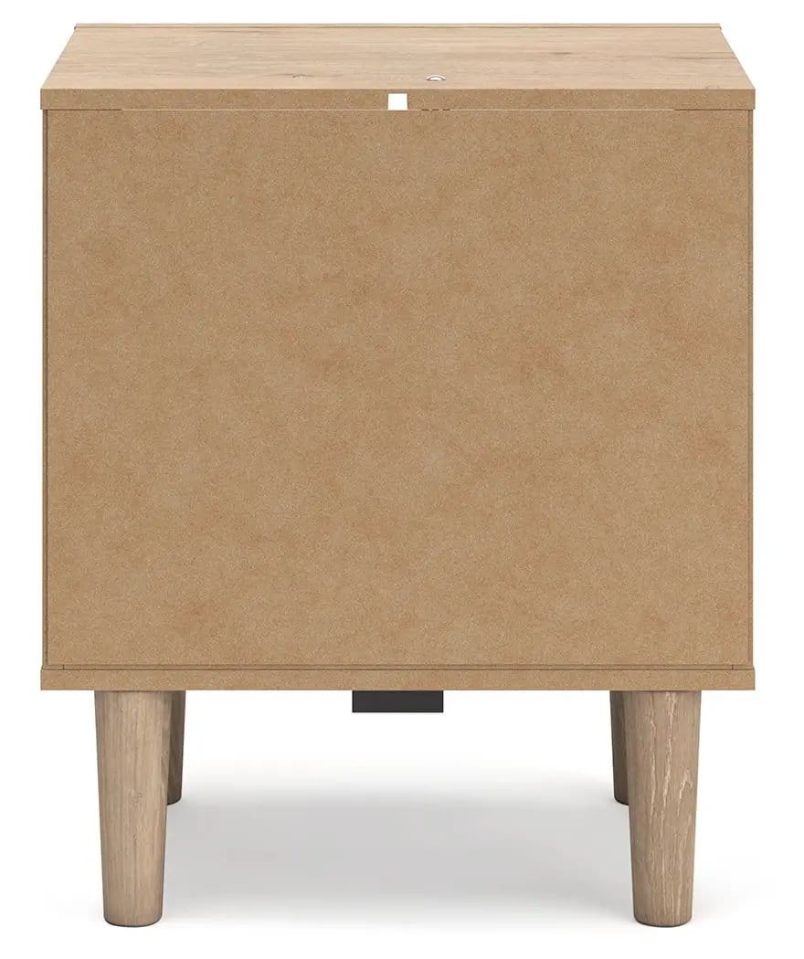 Cielden One Drawer Night Stand Nightstands w/ Charging Station | 21.3 x 15.79 x 25 in | Engineered Wood & Linen | Two-Tone