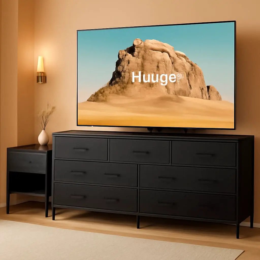 63 Inch TV Stand Dresser With 10 Fabric Drawers Black from PriceLows™