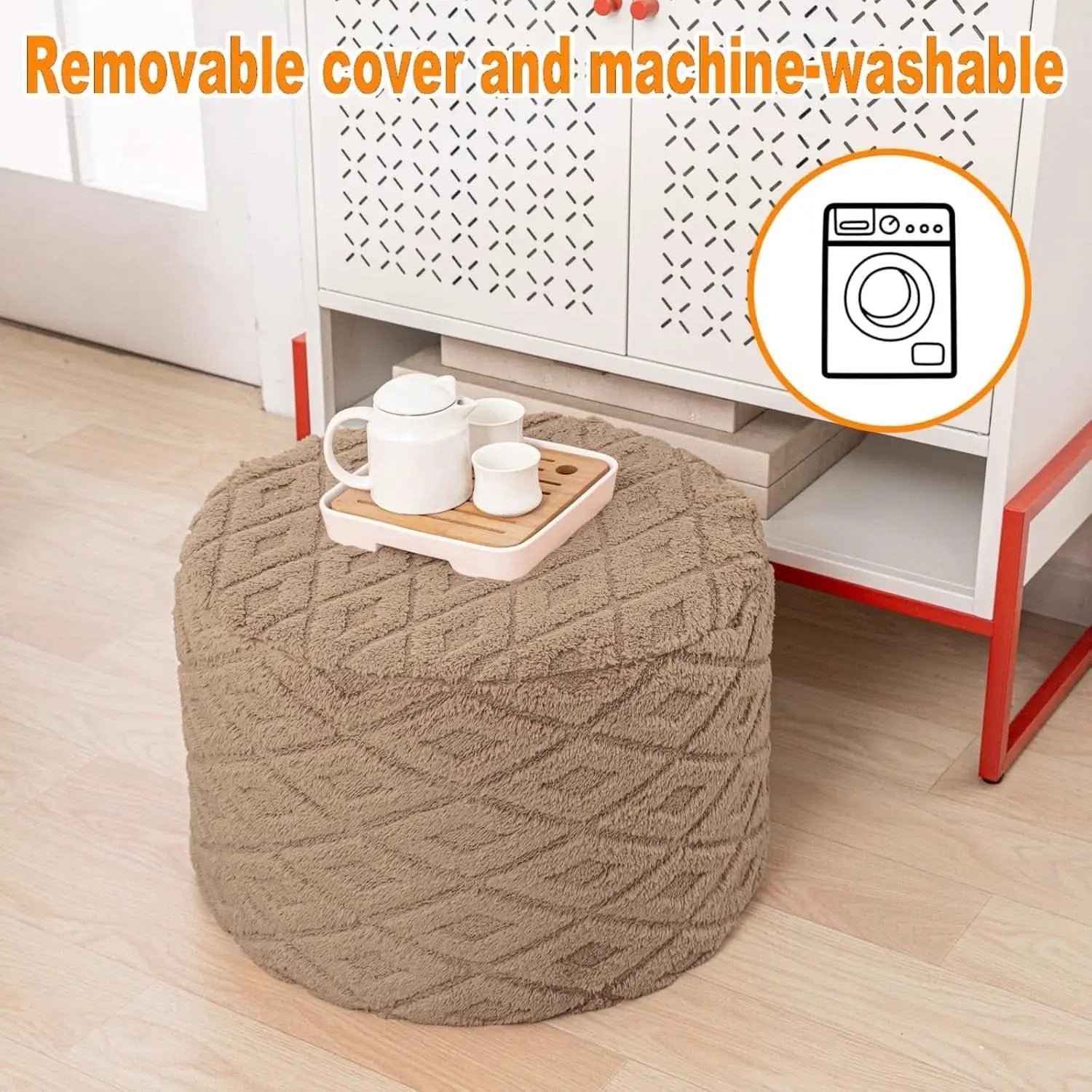 20x14 Inches Light Coffee Ultra Soft Foot Rest Ottoman from PriceLows™