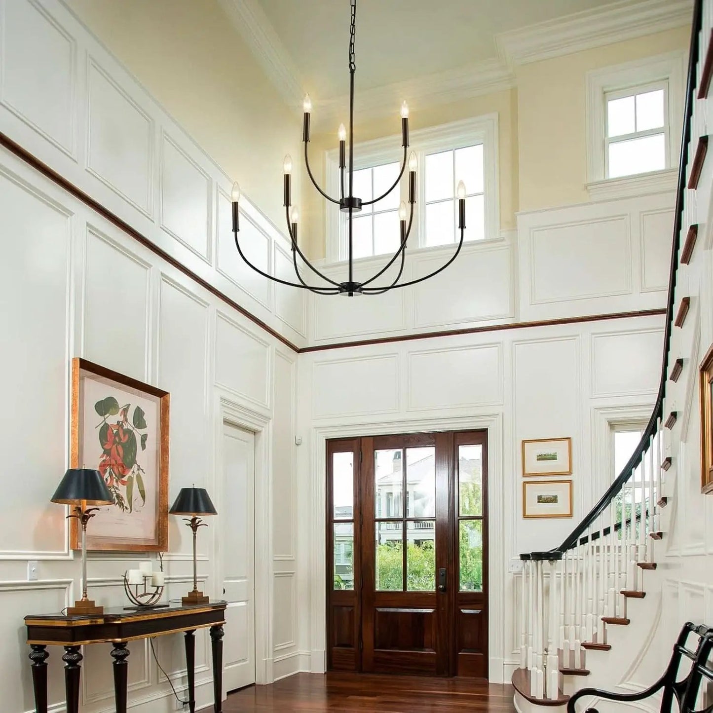 Nine Light Black Chandelier For Entryway Modern Farmhouse from PriceLows™