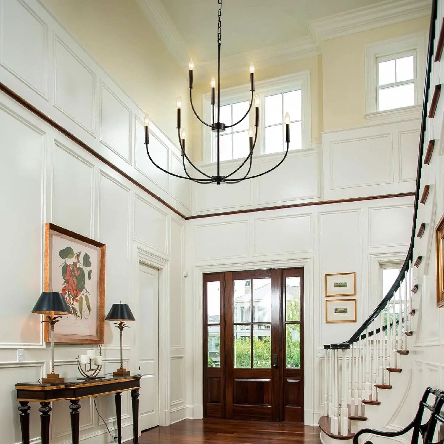 Nine Light Black Chandelier For Entryway Modern Farmhouse from PriceLows™