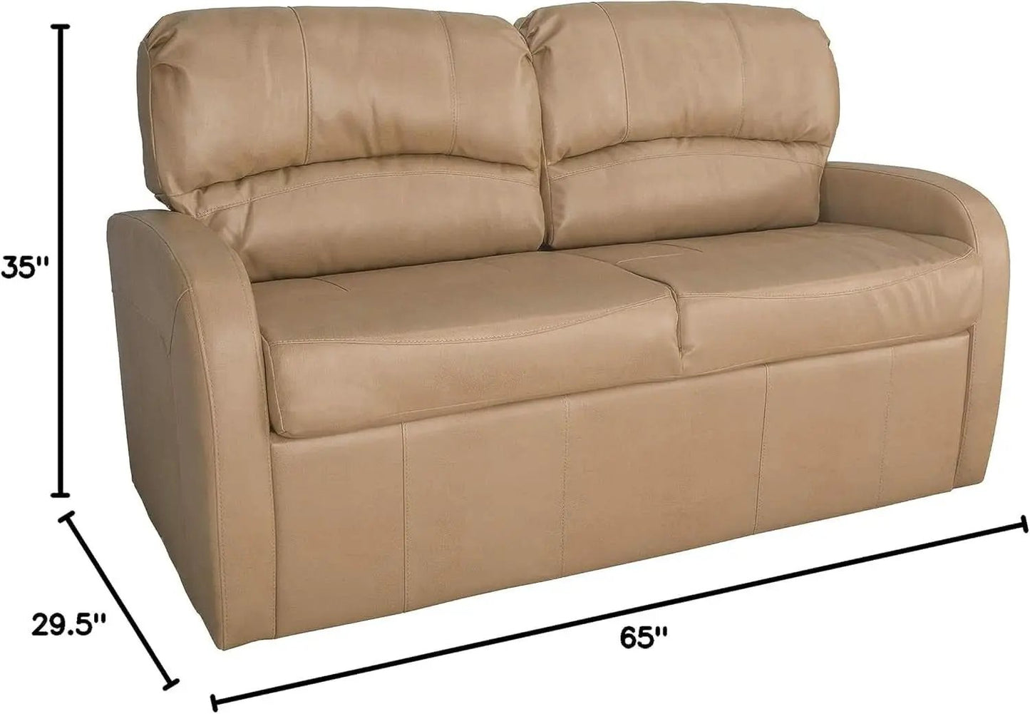 65 Inch Jack Knife RV Sleeper Sofa Toffee Leather PUPro Plus from PriceLows™