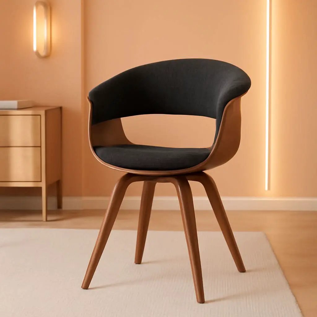 Charcoal Fabric and Walnut Wood Dining Chair 19 Inch Seat from PriceLows™