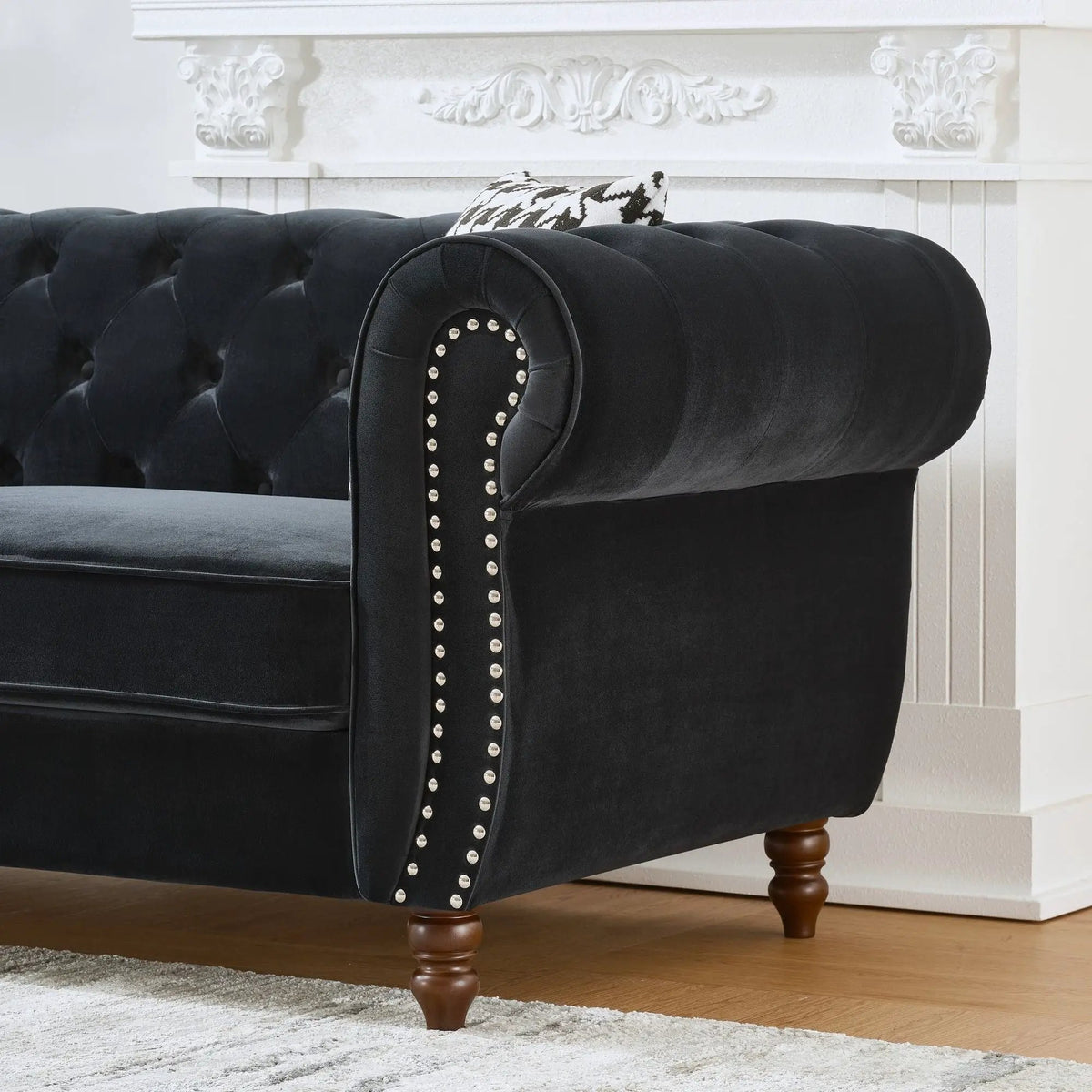 Sofa | Chesterfield Roll Arms | Tailored Fabric | 3 Seater