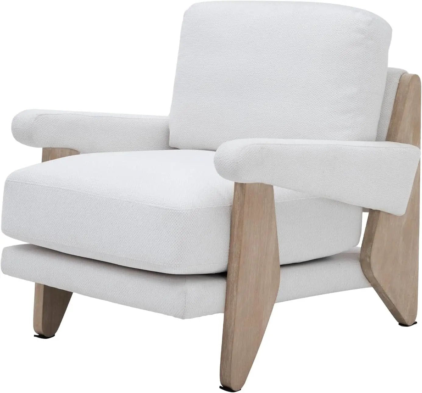 Ivory Chenille Accent Chair Solid Wood LivingRoomSet from PriceLows™