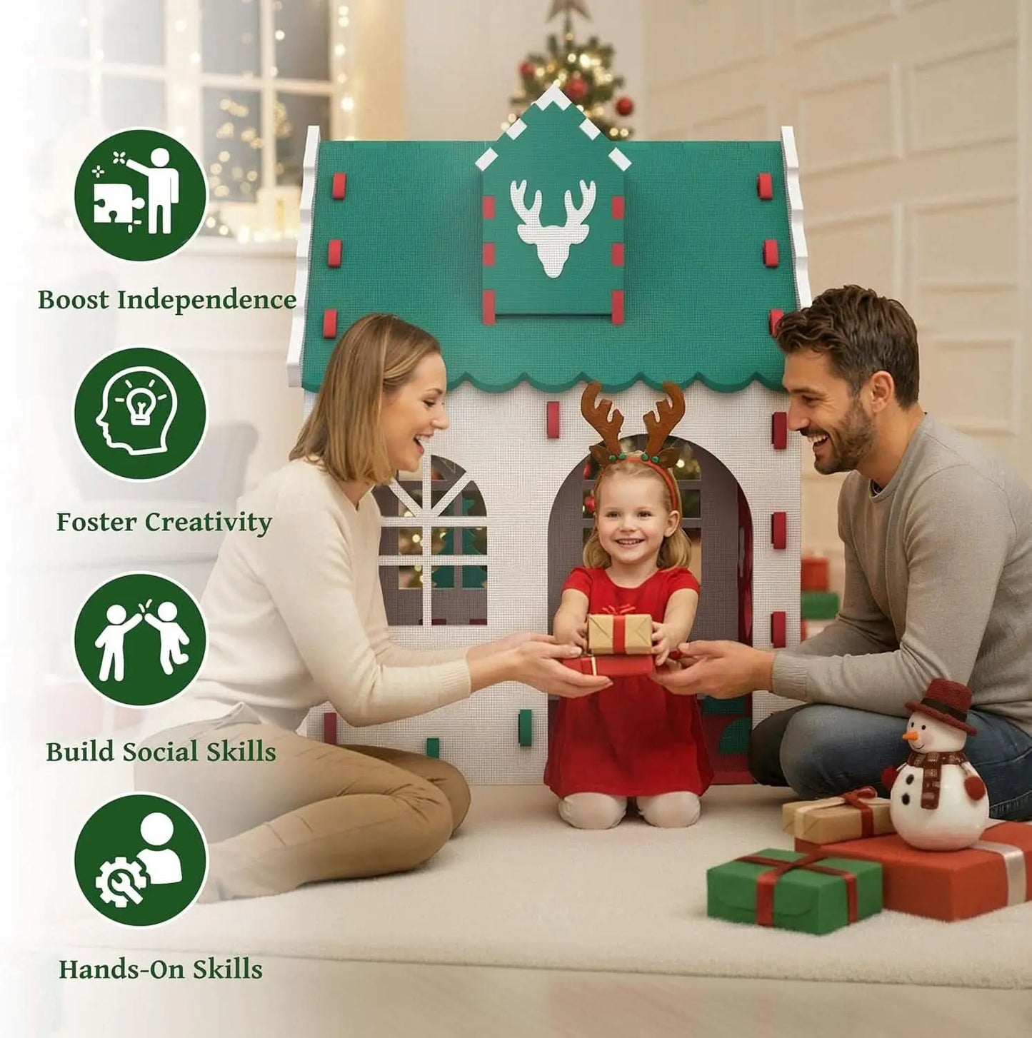 Holiday Season Kids Indoor Outdoor White EVA Playhouse from PriceLows™